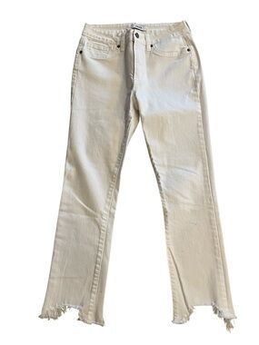 Just Black Denim JBD White Denim Jeans Size 26 Uneven frayed raw edge hem